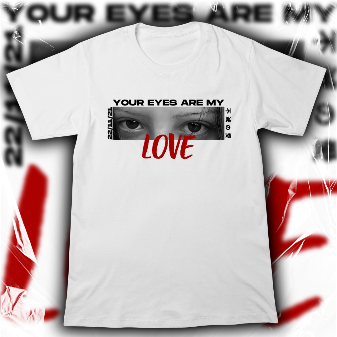 Luvetti™ Eyes don't Lie Kişiye Özel Tasarım Beyaz Oversize T-Shirt